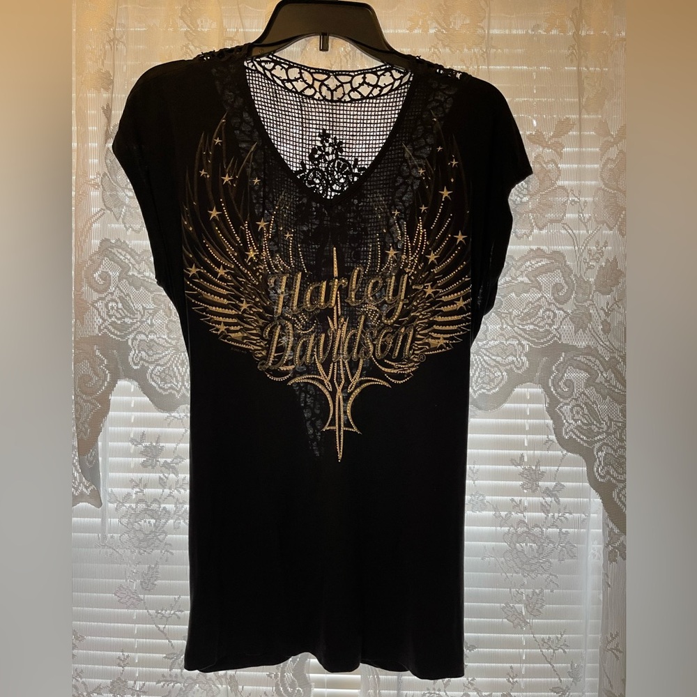 Harley-Davidson Women's Black Tee with Gold Accents